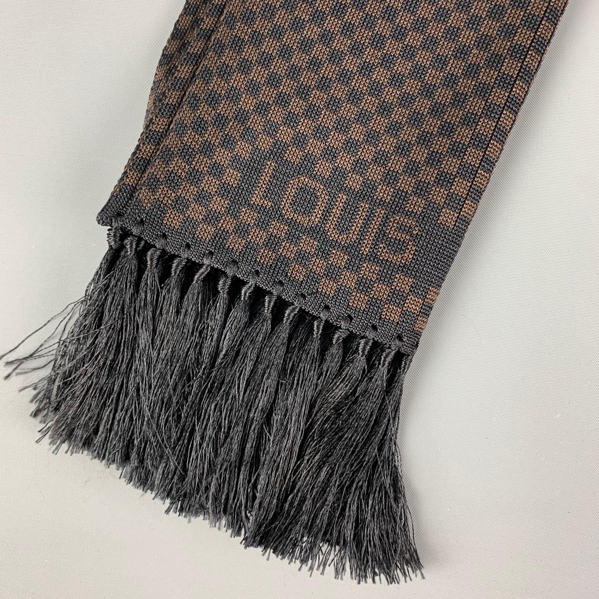 Louis Vuitton Black/Grey Wool Petit Damier Scarf For Sale at 1stDibs