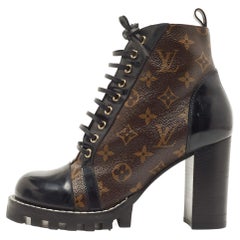 Louis Vuitton Black Leather And Monogram Canvas Limitless Ankle Boots Size  37 at 1stDibs