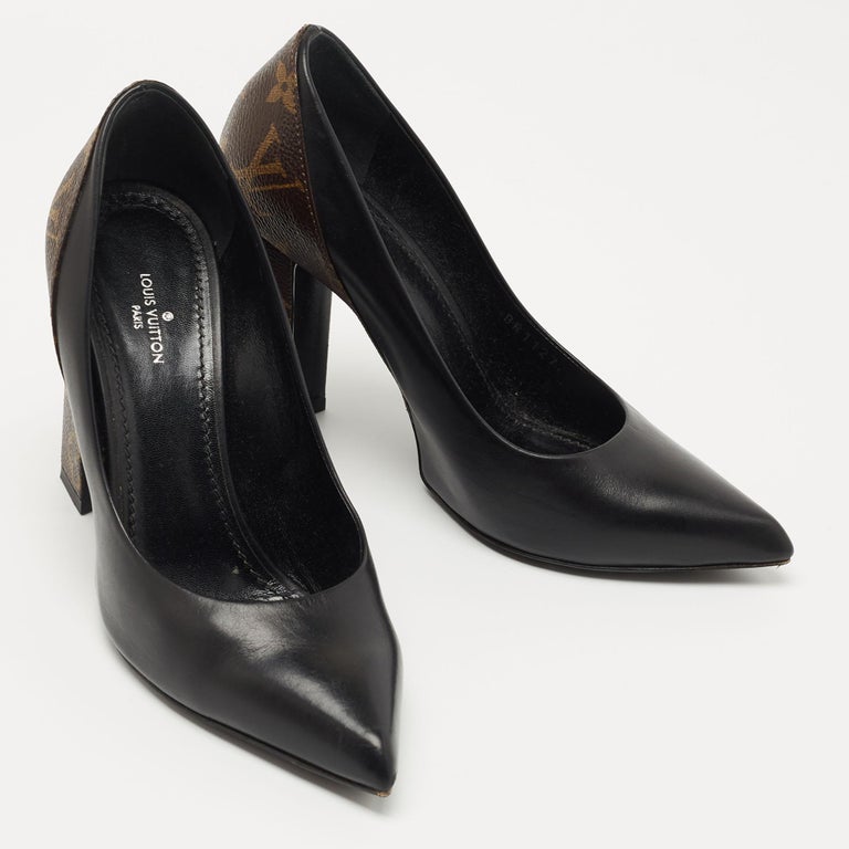 Louis Vuitton Black/Brown Leather and Monogram Canvas Matchmake Pumps