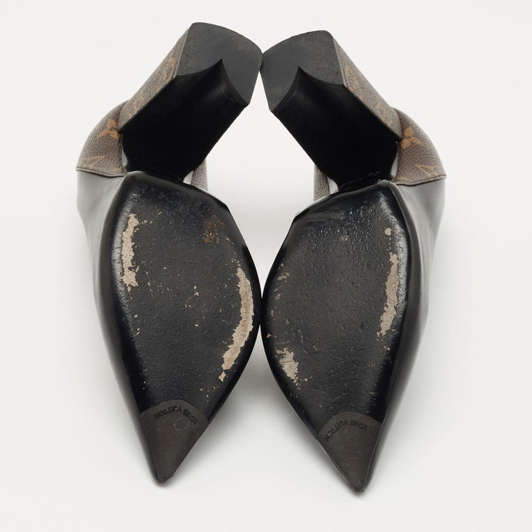 Louis Vuitton Black/Brown Leather and Monogram Canvas Matchmake Pumps