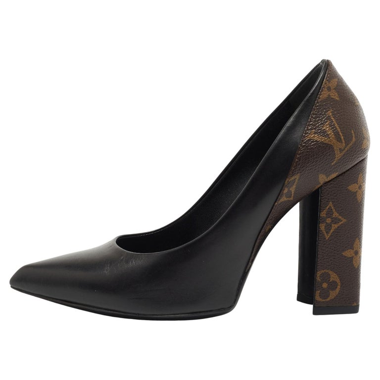 Louis Vuitton Black/Brown Leather and Monogram Canvas Matchmake Pumps