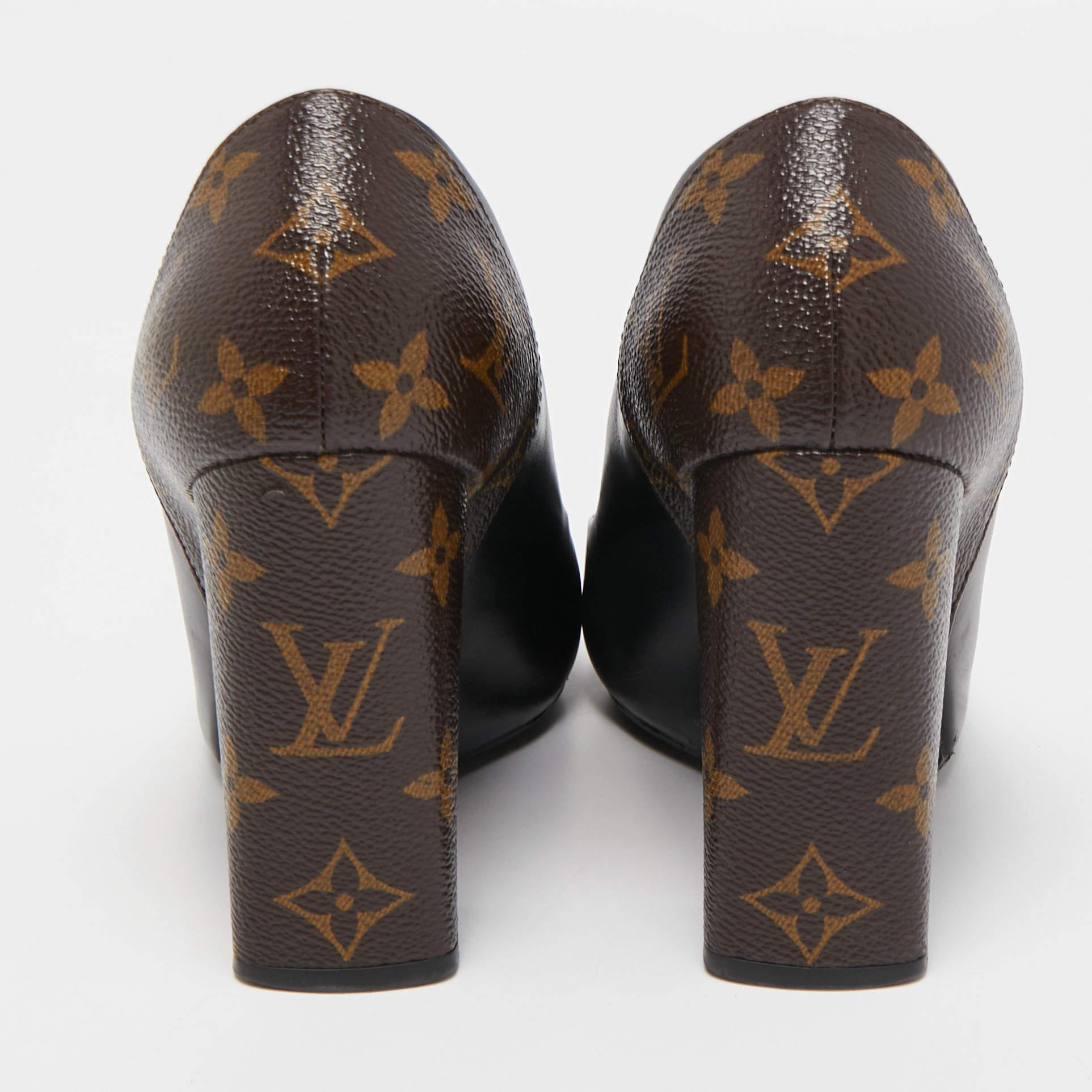 Louis Vuitton Black/Brown Leather and Monogram Canvas Matchmaker Pumps Size 37.5 3
