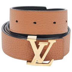 Louis Vuitton Black/Brown Leather LV Initiales Reversible Belt 80 CM
