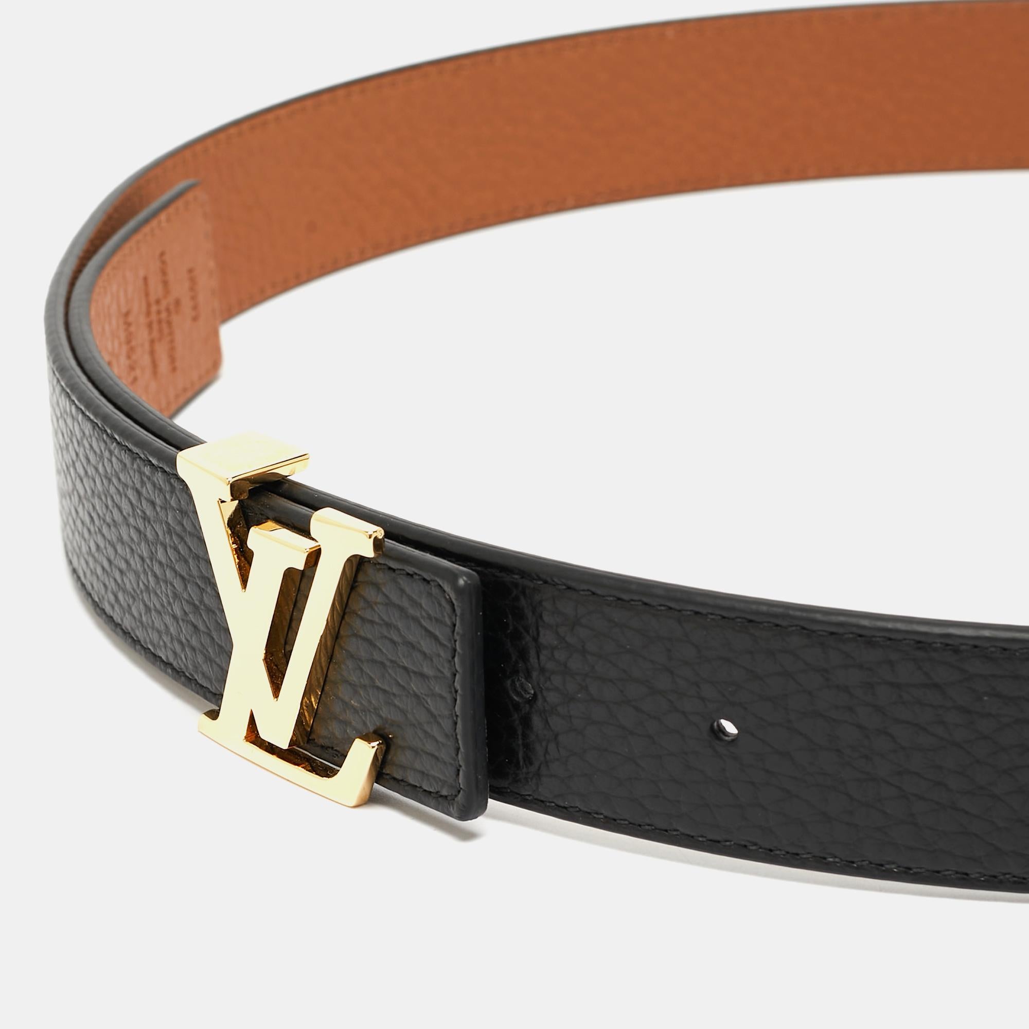 Louis Vuitton Black/Brown Leather LV Initials Reversible Belt 85CM In Excellent Condition In Dubai, Al Qouz 2