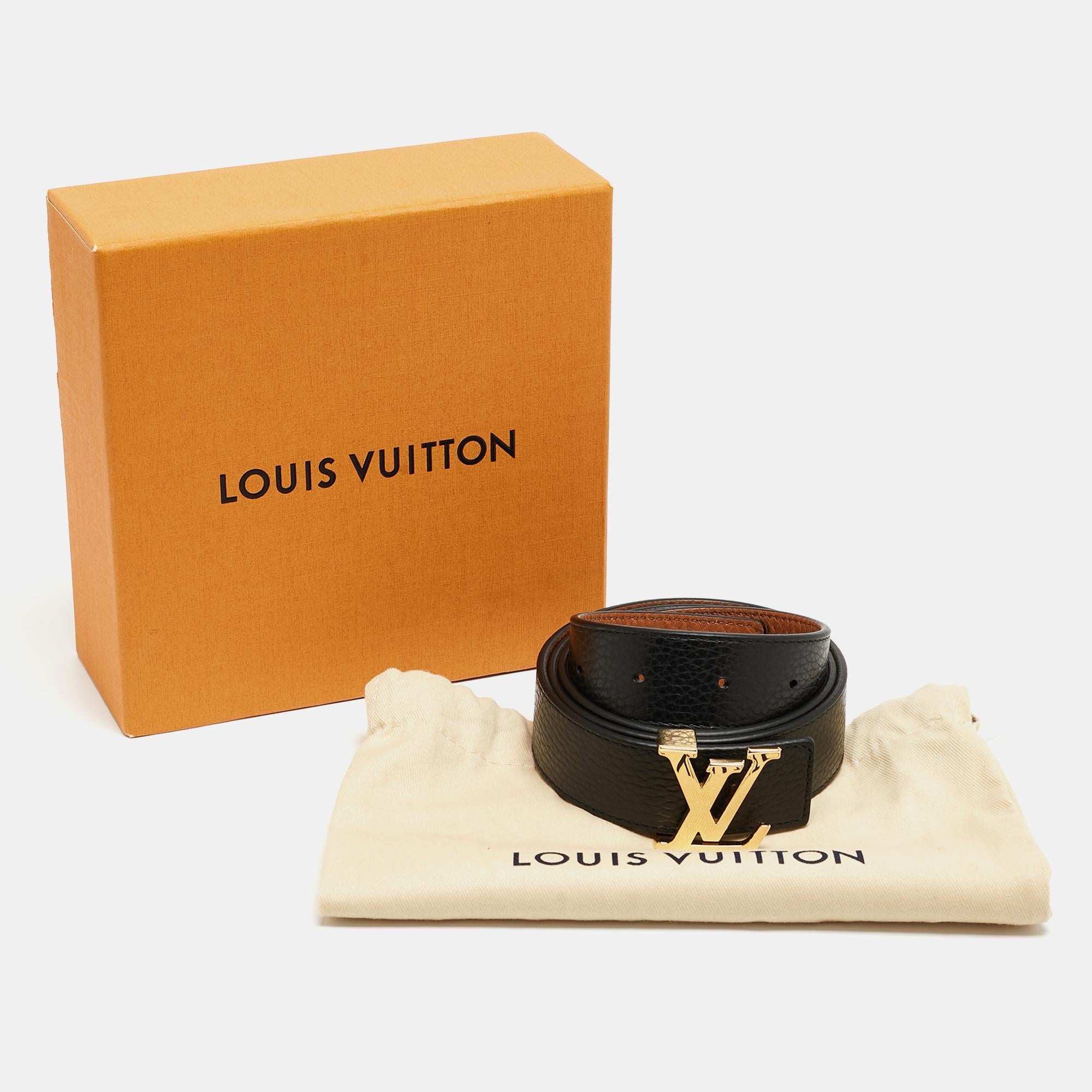 Louis Vuitton Black/Brown Leather LV Initials Reversible Belt 85CM 2