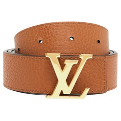 Louis Vuitton Black/Brown Leather LV Initials Reversible Belt 85CM