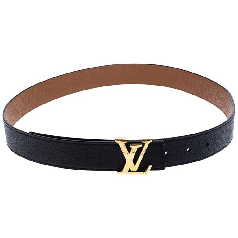 Louis Vuitton Black/Brown Leather Reversible Initiales Belt For