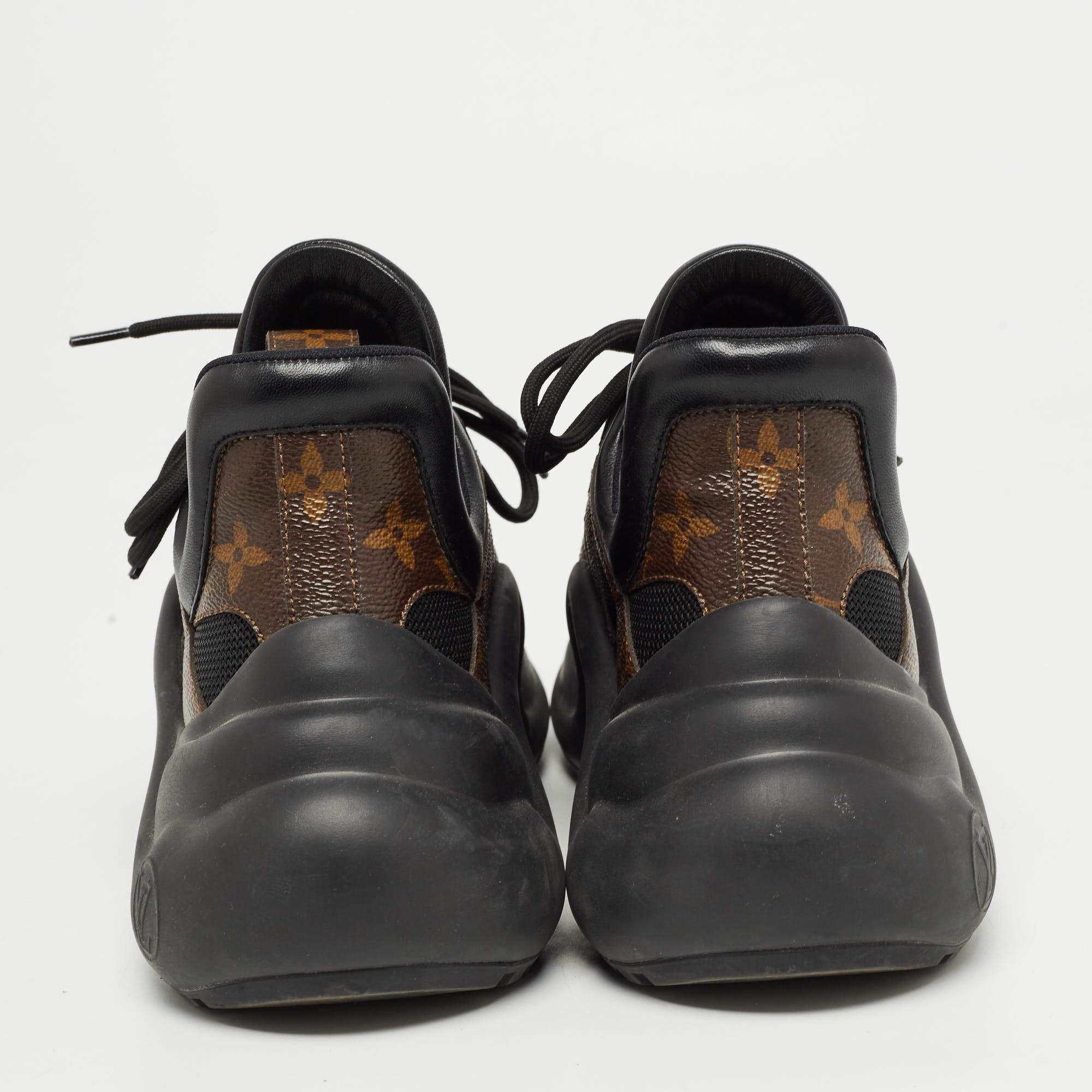 Louis Vuitton Black/Brown Mesh and Monogram Canvas Archlight Sneakers Size 38 For Sale 2