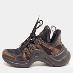 Louis Vuitton Black/Brown Mesh and Monogram Canvas Archlight Sneakers Size 38