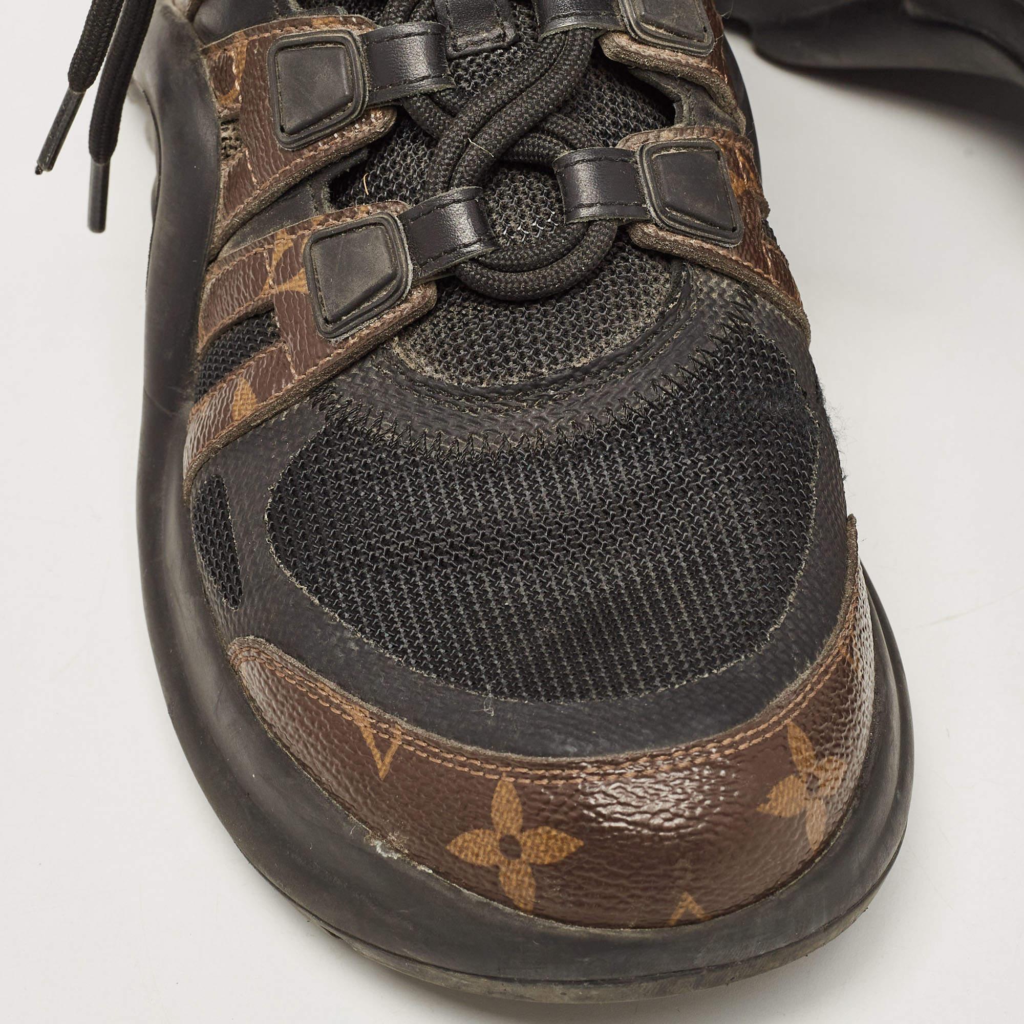 Louis Vuitton Black/Brown Mesh and Monogram Canvas Archlight Sneakers Size 39 For Sale 3