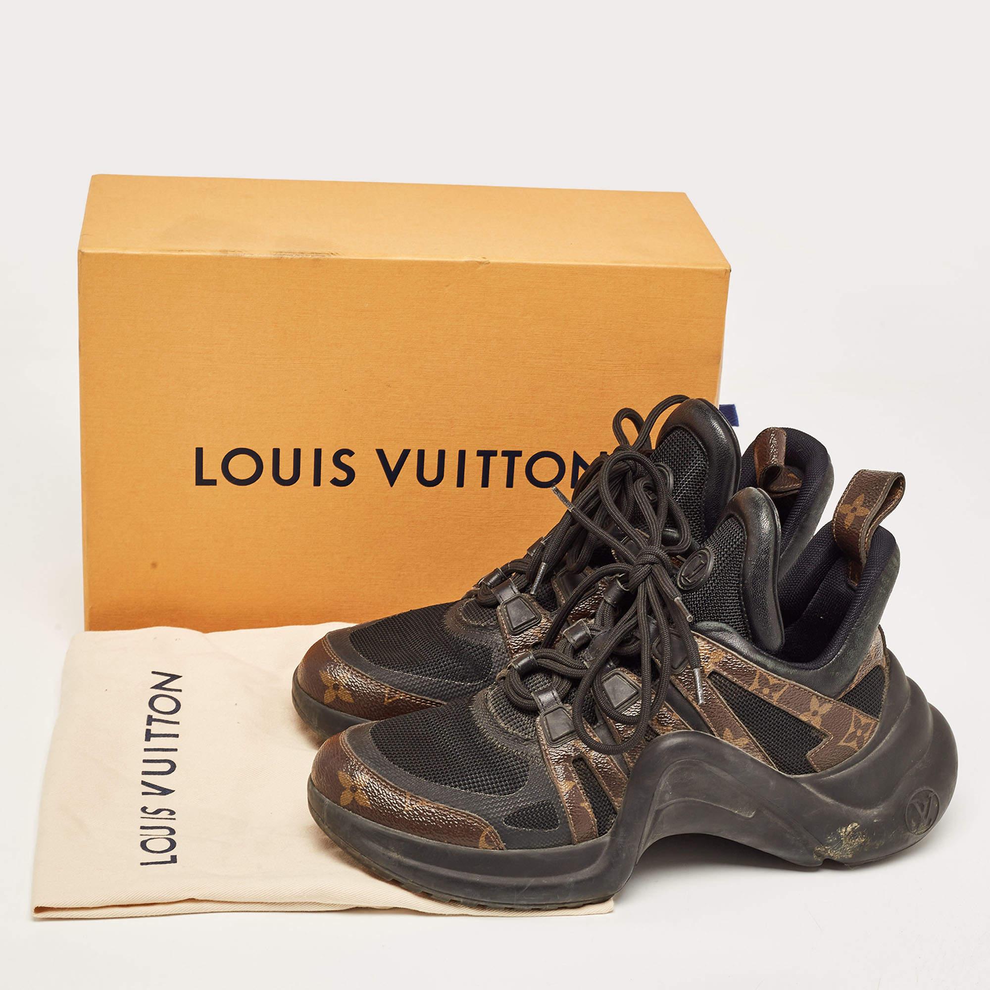 Louis Vuitton Black/Brown Mesh and Monogram Canvas Archlight Sneakers Size 39 4