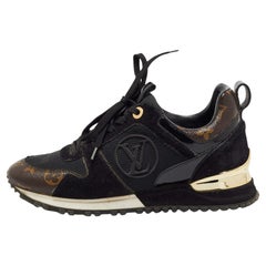 Louis Vuitton Black/Brown Mesh and Monogram Canvas Run Away Sneakers Size 36