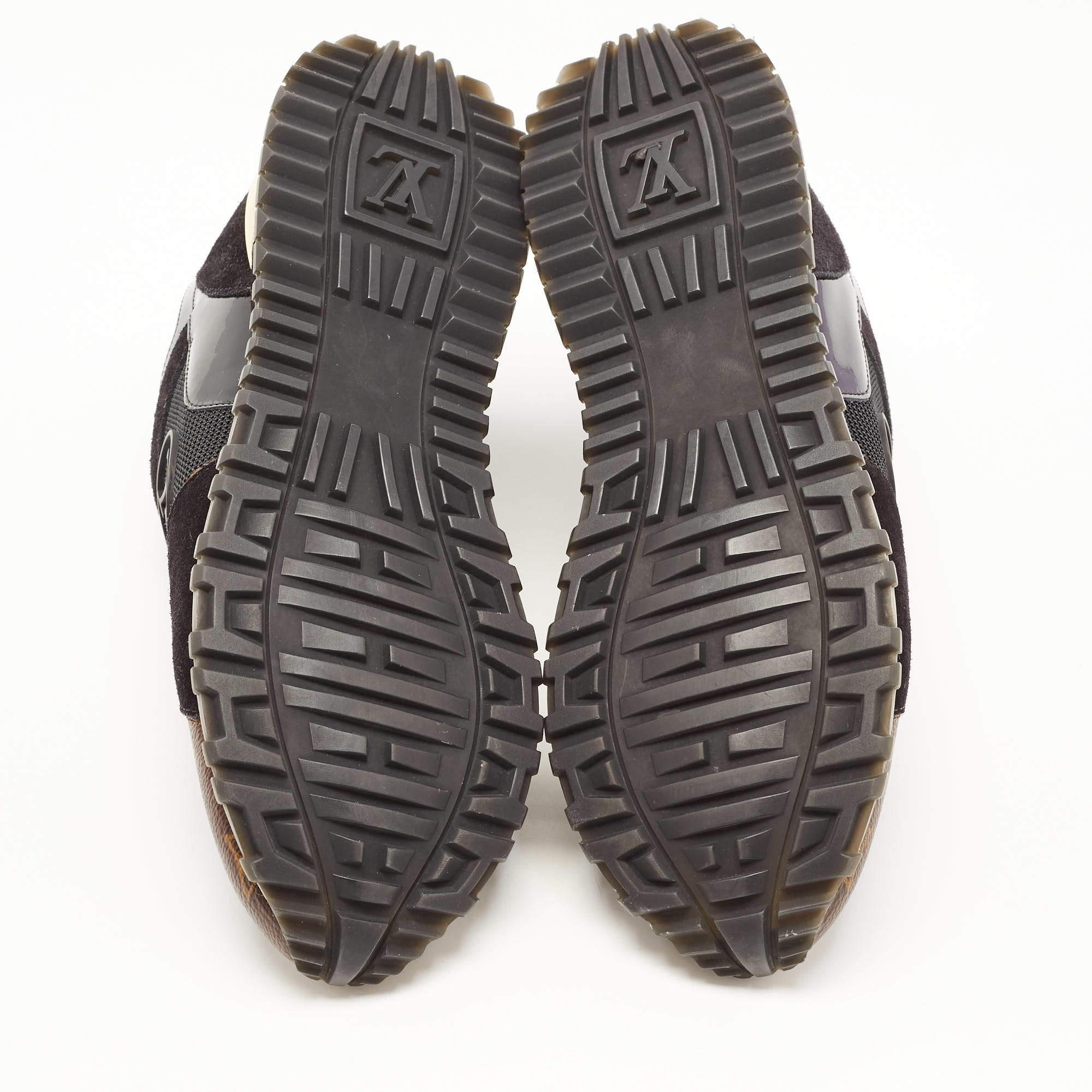 Women's Louis Vuitton Black/Brown Mesh and Monogram Canvas Run Away Sneakers Size 38