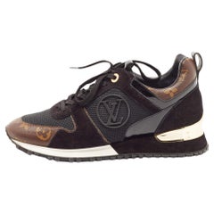 Louis Vuitton Black/Brown Mesh and Monogram Canvas Run Away Sneakers Size 38