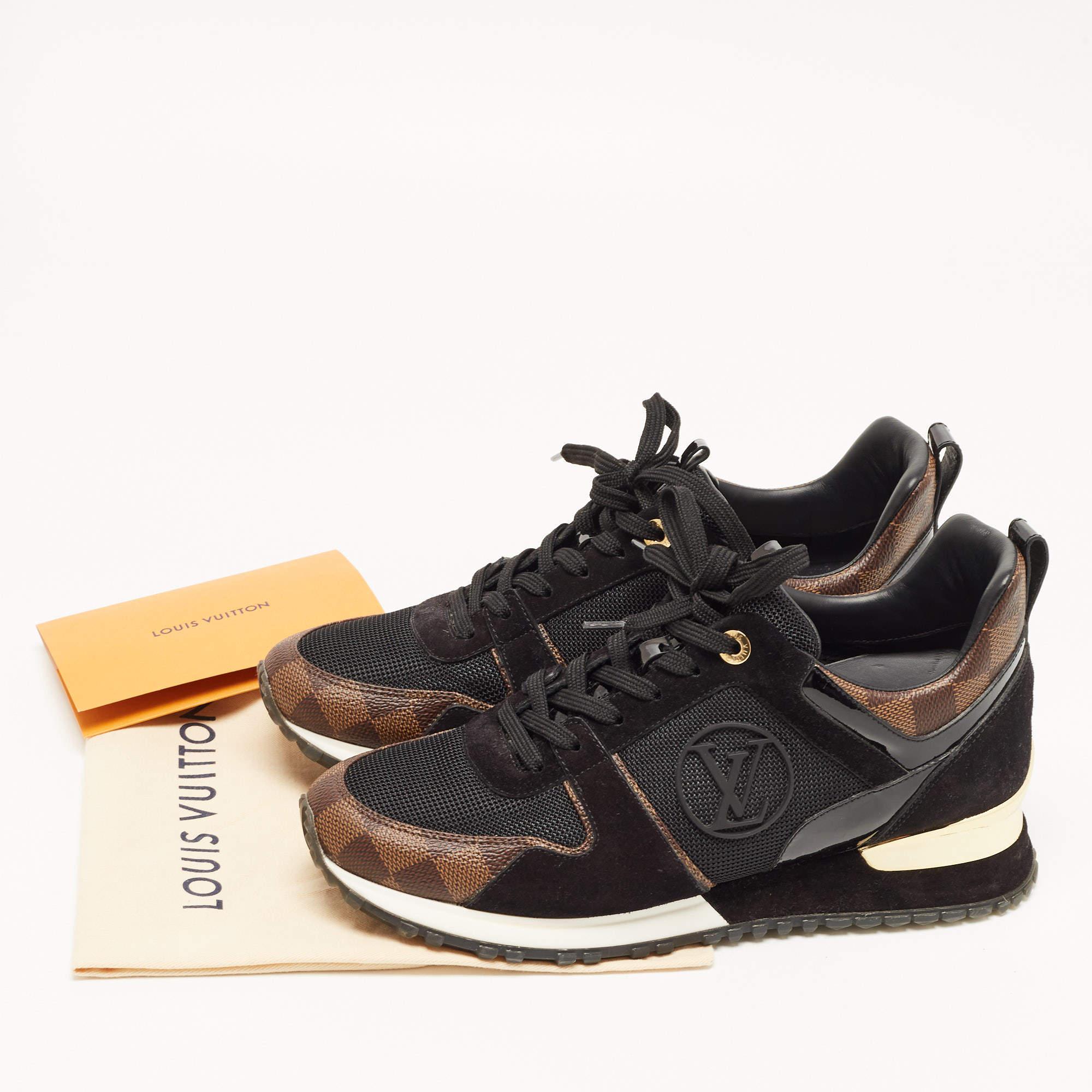 Louis Vuitton Black/Brown Mesh and Monogram Canvas Run Away Sneakers Size 39.5 1
