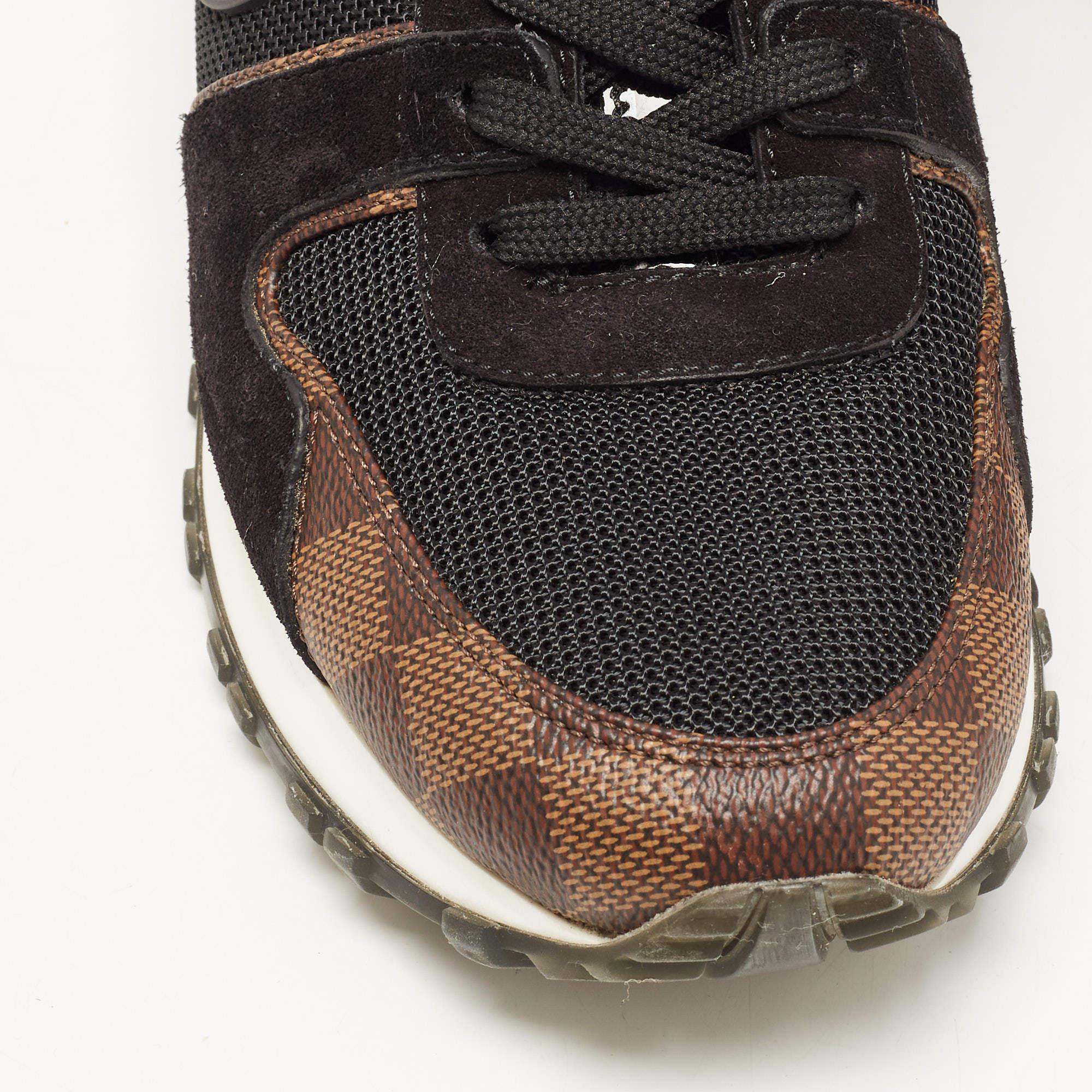 Louis Vuitton Black/Brown Mesh and Monogram Canvas Run Away Sneakers Size 39.5 3