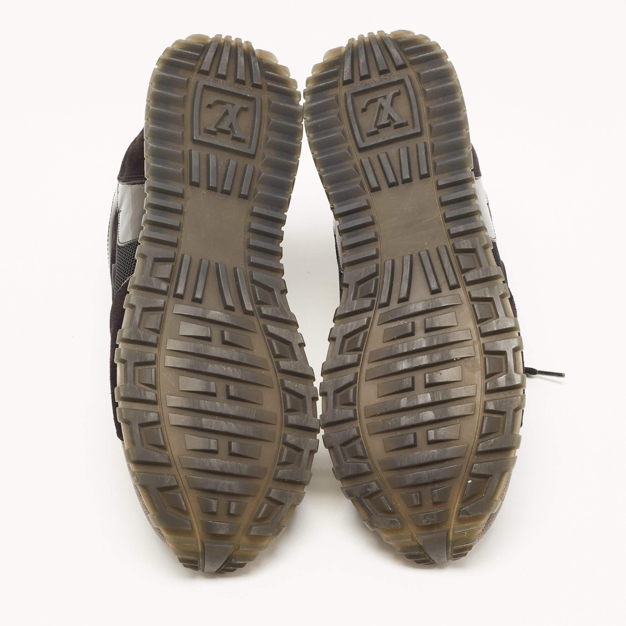 Louis Vuitton Black/Brown Mesh and Monogram Canvas Run Away Sneakers Size 39.5 5