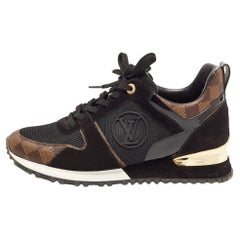 Louis Vuitton Black/Brown Mesh and Monogram Canvas Run Away Sneakers Size 39.5