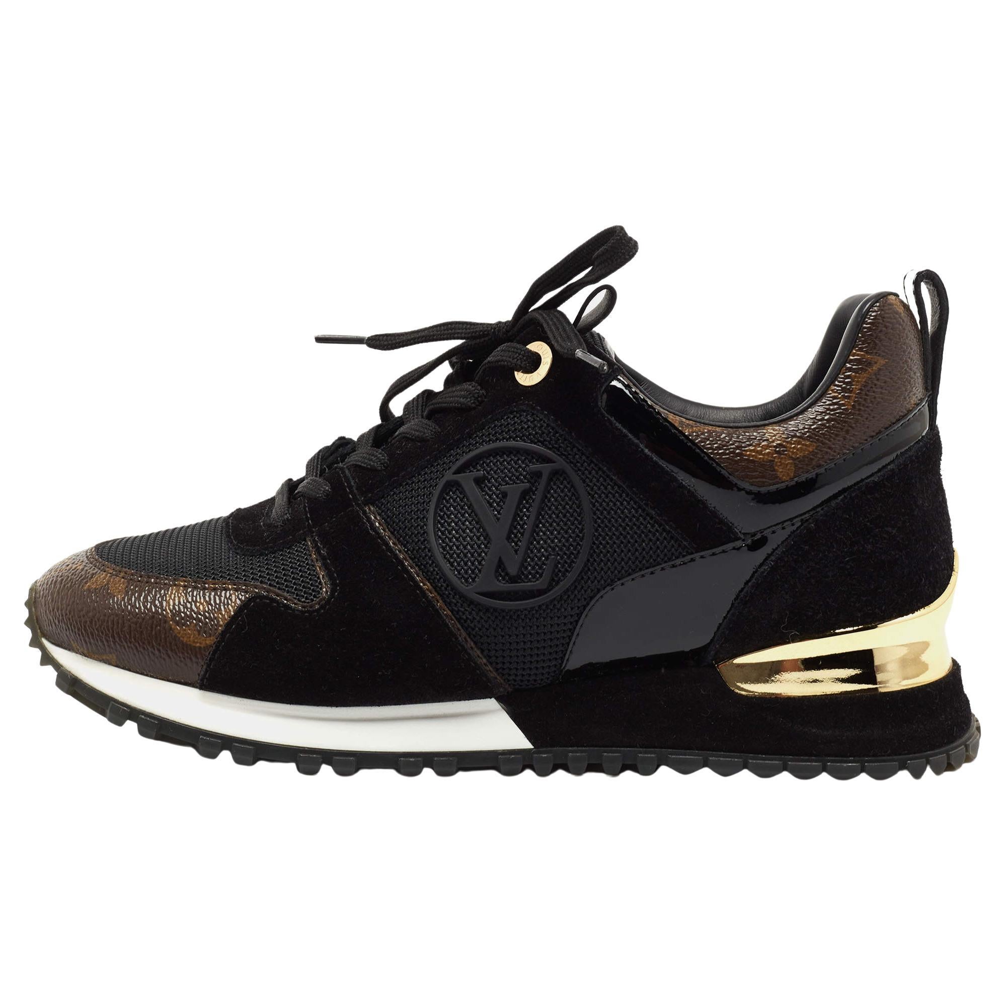Louis Vuitton Black/Brown Monogram Canvas, Mesh and Suede Run Away Low Top  Sneakers Size 38.5 Louis Vuitton