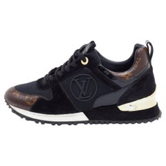 Louis Vuitton Black/Brown Mesh, Suede Monogram Canvas Run Away Sneakers Size 36