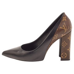 Louis Vuitton Black/Brown Monogram Canvas and Leather Matchmake Pumps Size 39.5