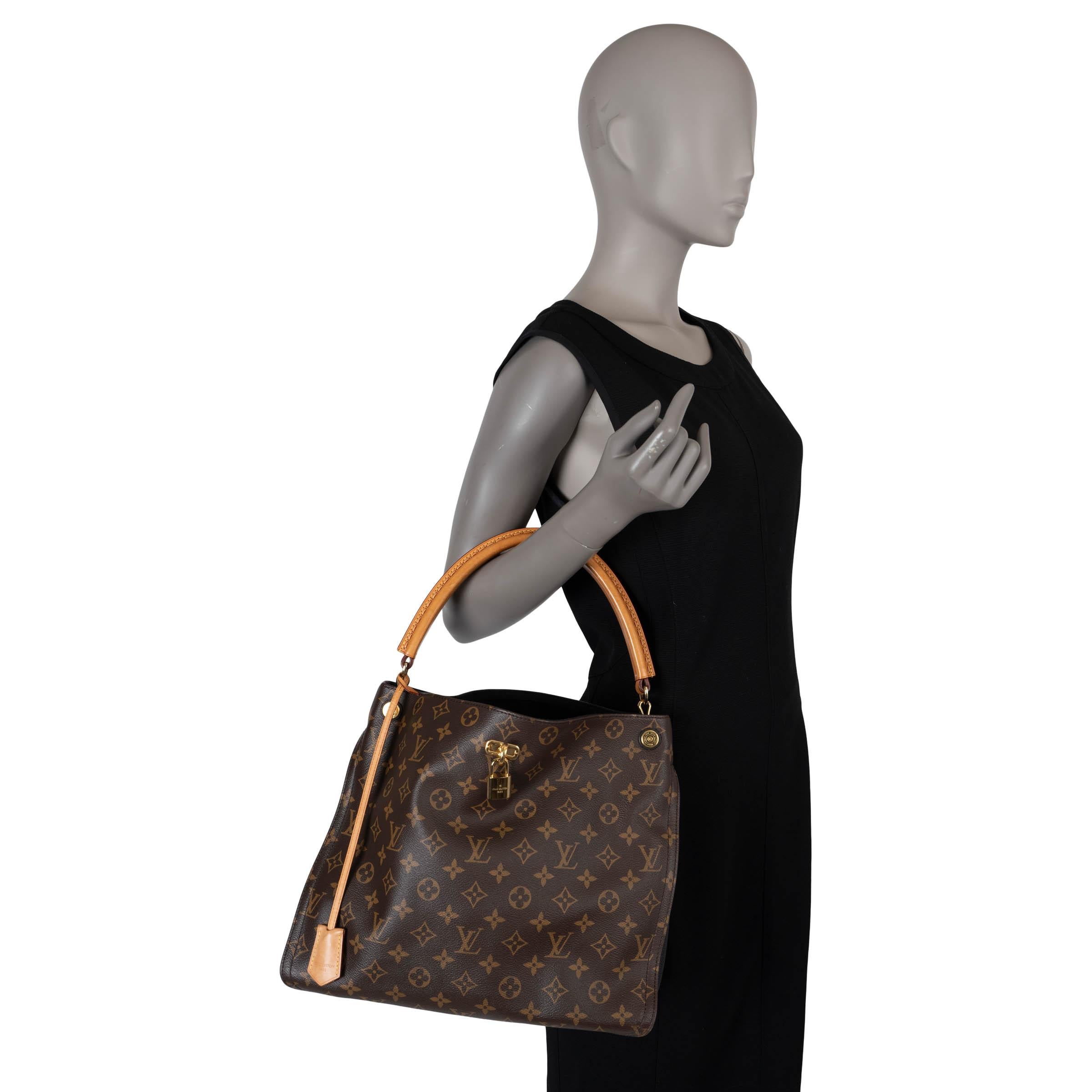 LOUIS VUITTON black & brown Monogram Canvas GAIA Hobo Bag For Sale 6