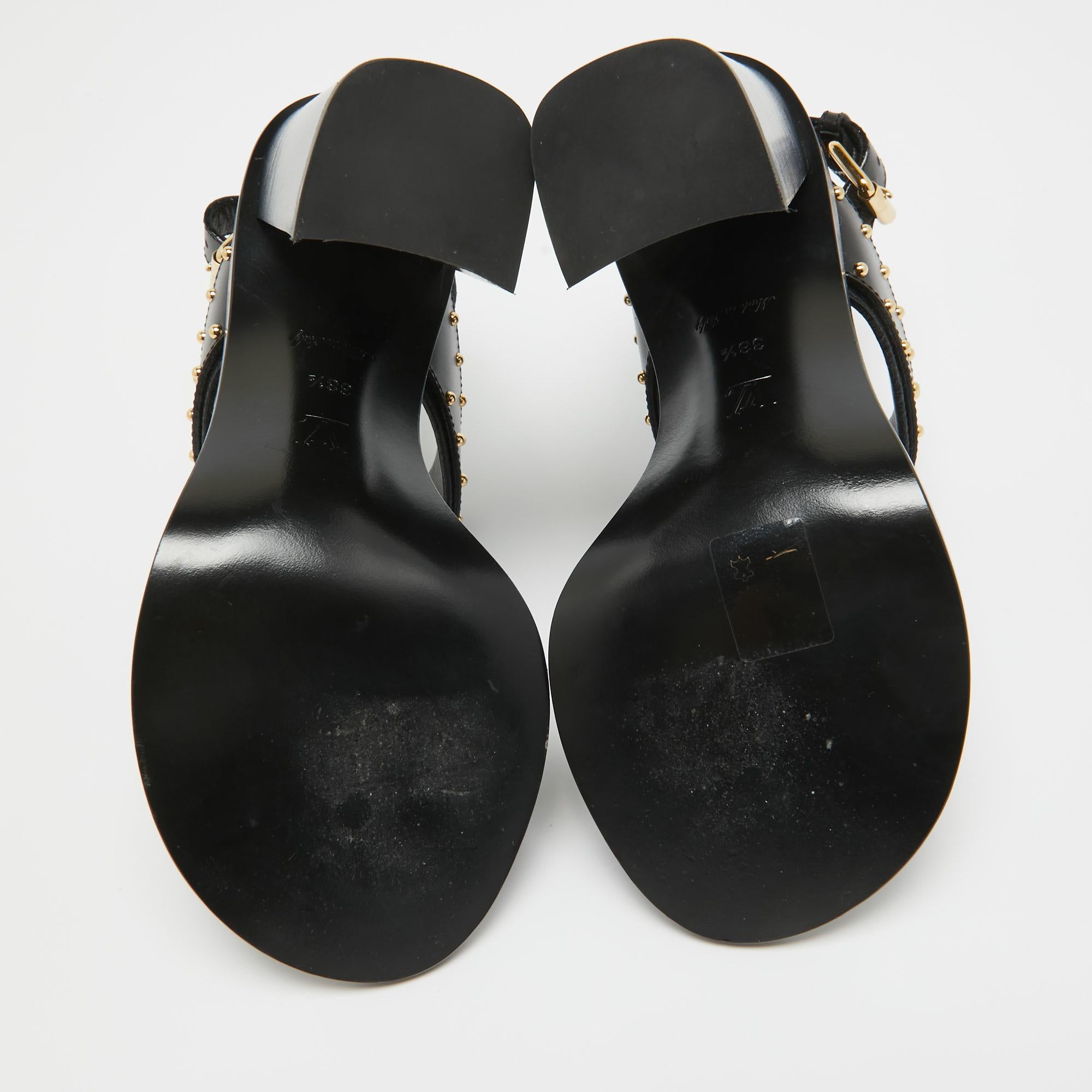 Louis Vuitton Black/Brown Monogram Canvas Nomad Ankle Strap Sandals Size 38.5 2