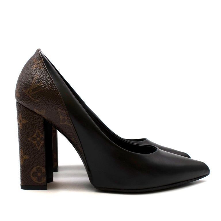 Louis Vuitton Brown/Black Monogram Canvas And Leather Matchake Block Heel  Pumps Size 37 Louis Vuitton