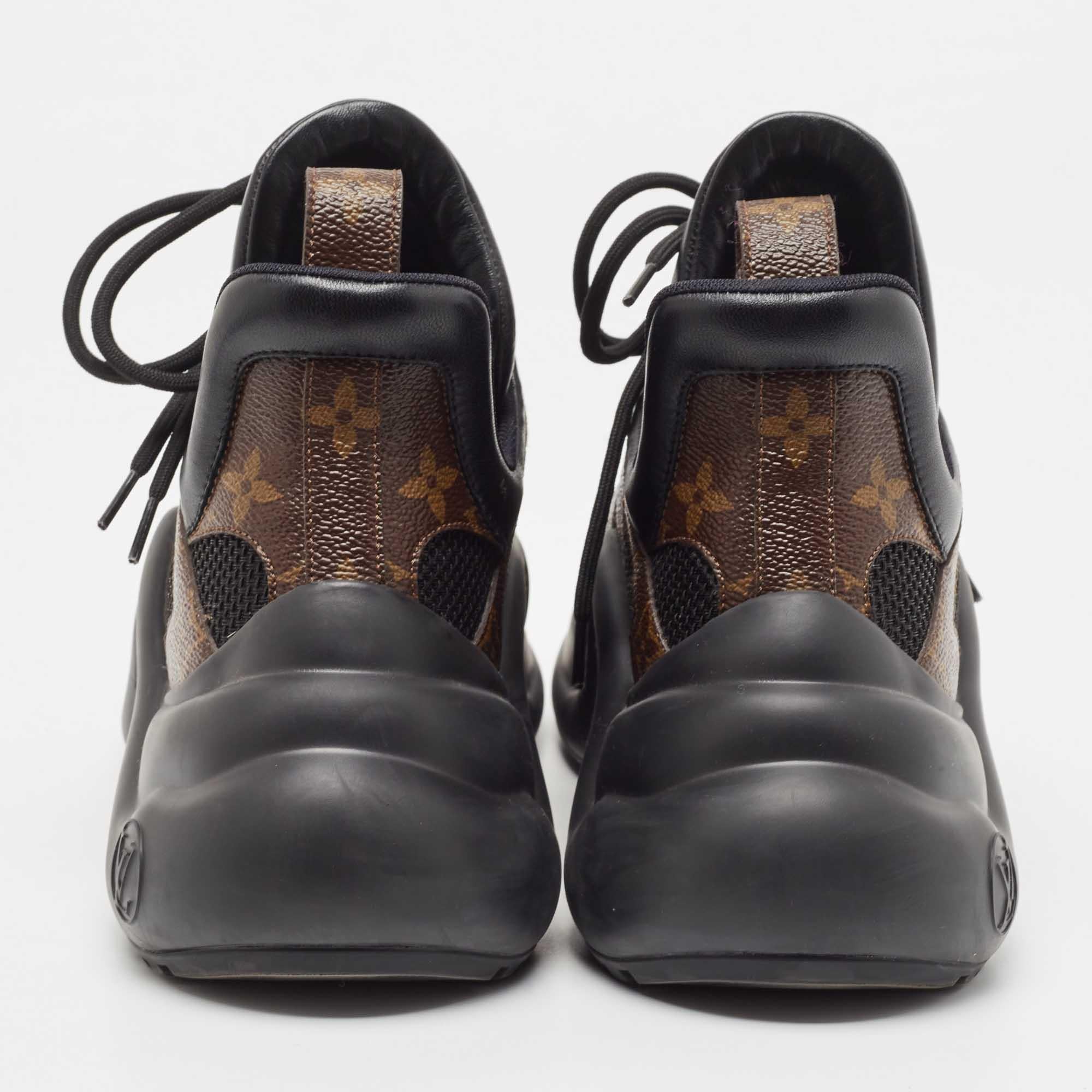 Louis Vuitton Black/Brown Nylon, Leather Archlight Sneakers Size 40 For Sale 1