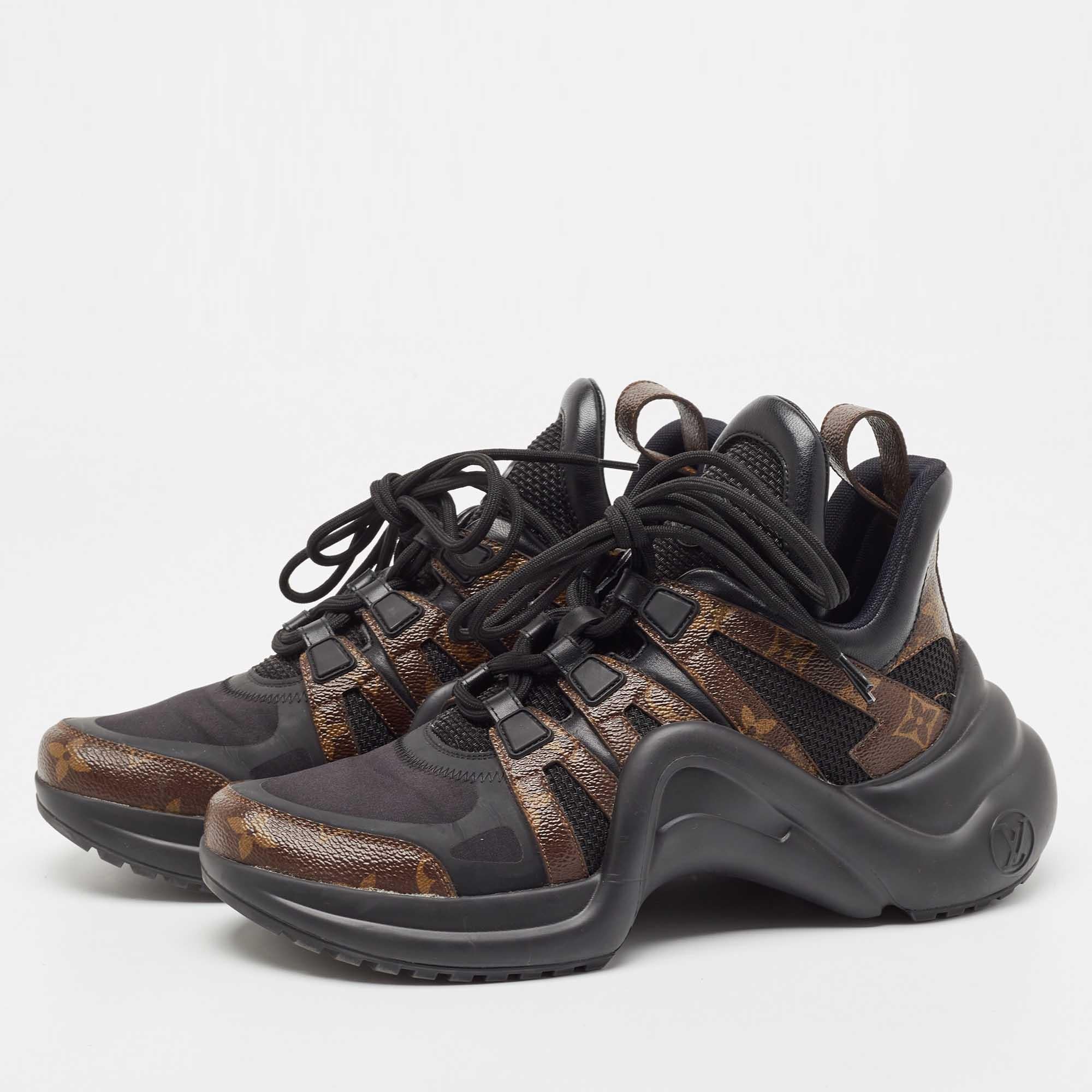 Louis Vuitton Black/Brown Nylon, Leather Archlight Sneakers Size 40 For Sale 1