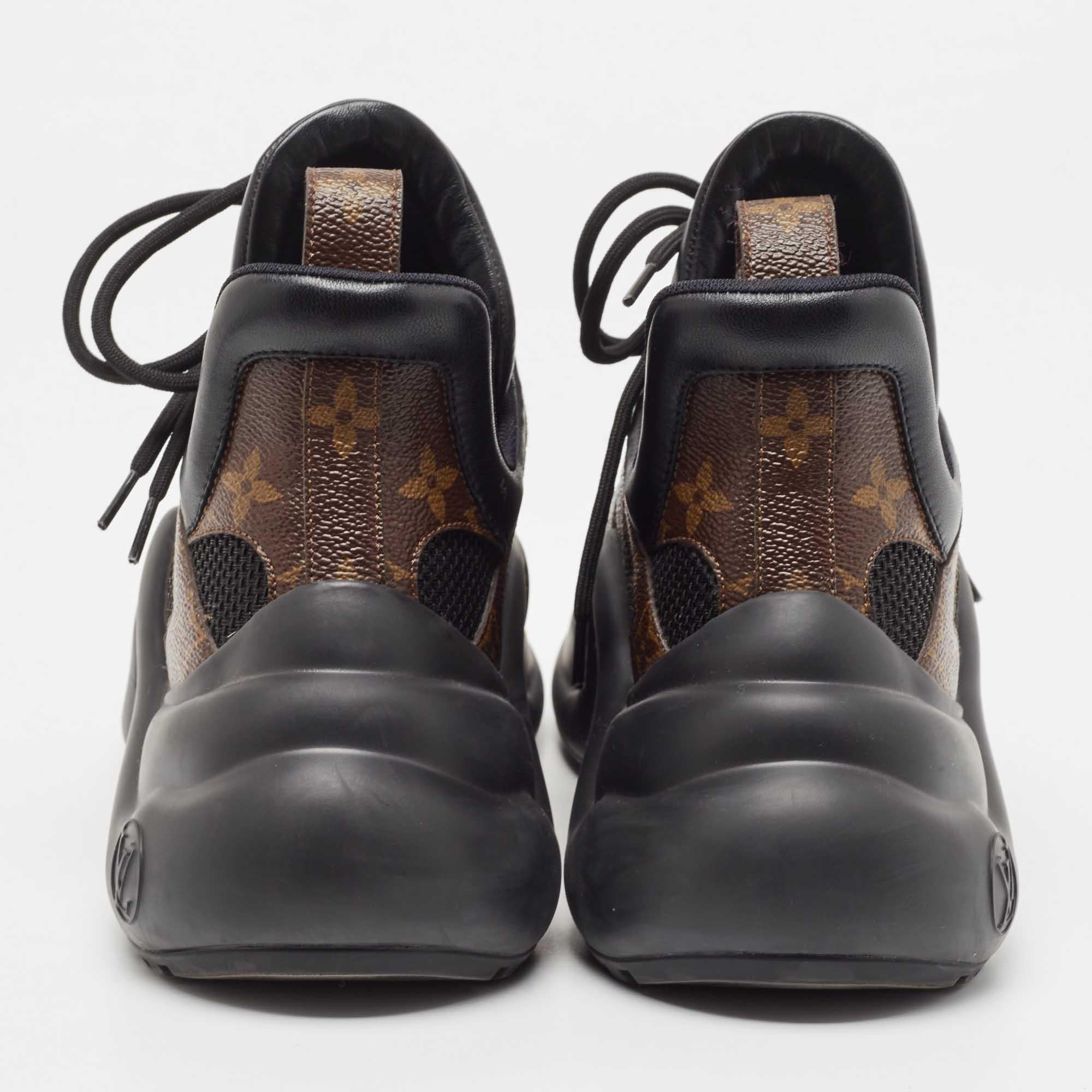Louis Vuitton Black/Brown Nylon, Leather Archlight Sneakers Size 40 For Sale 2