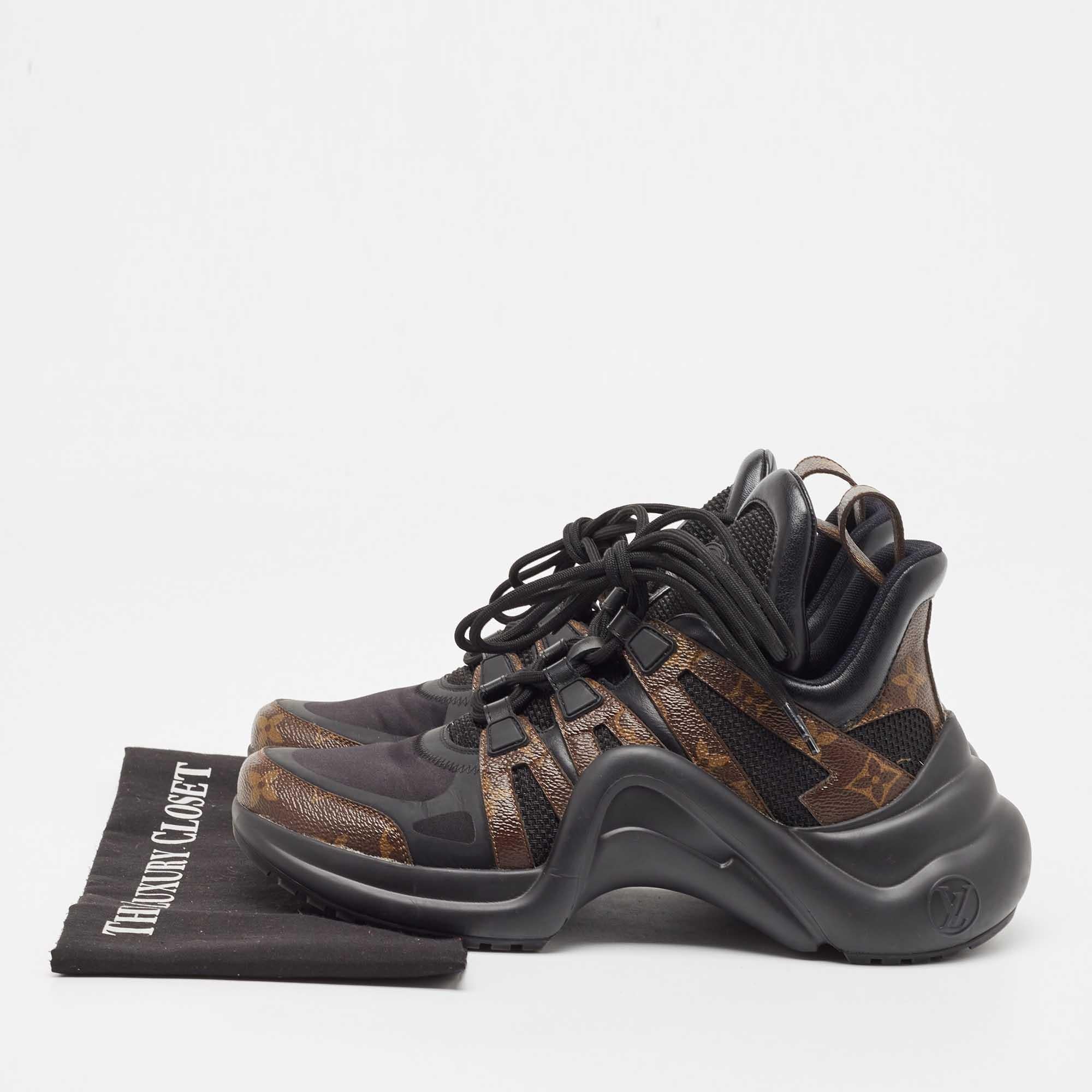 Louis Vuitton Black Brown Nylon Leather Archlight Sneakers Size 40 For Sale at 1stDibs