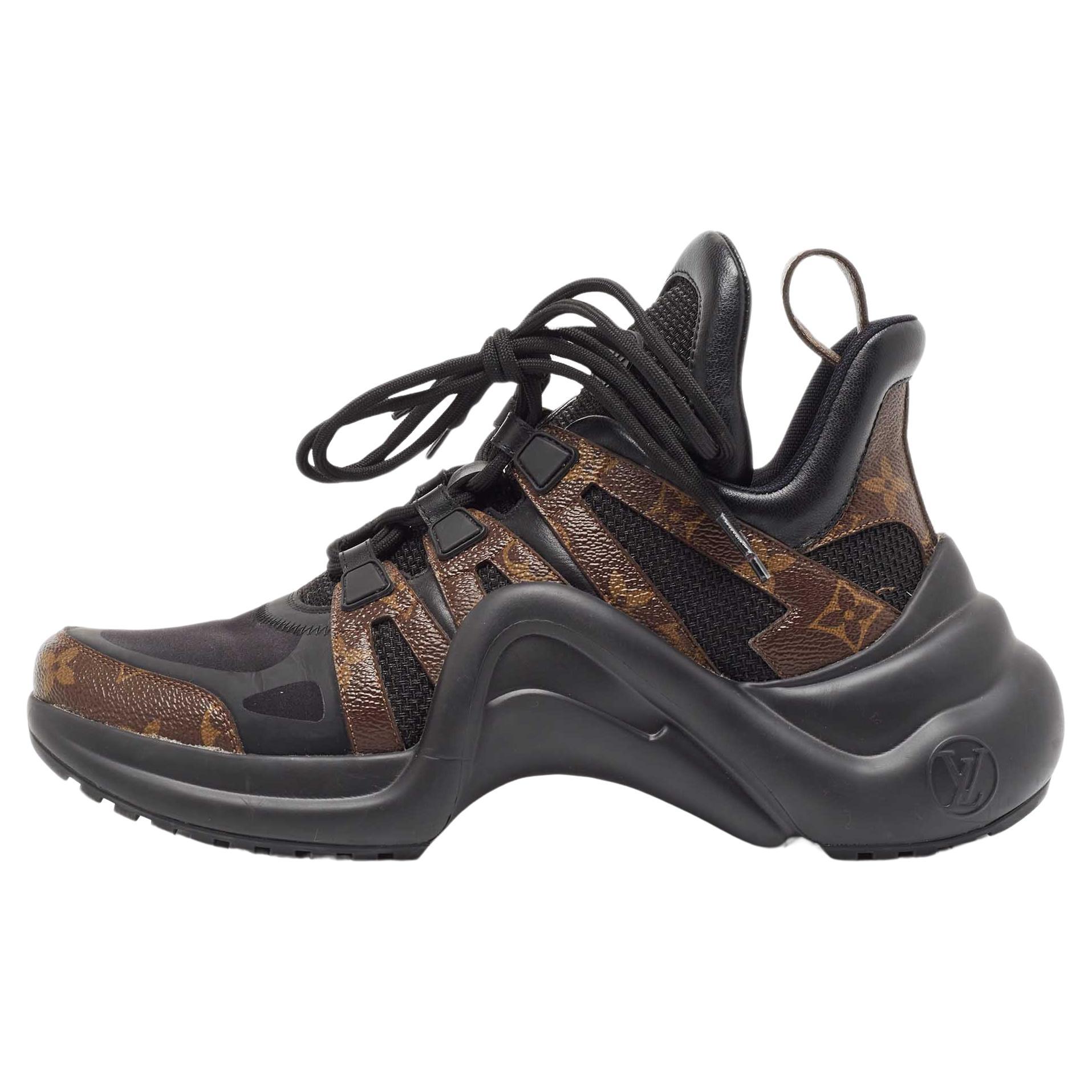 Louis Vuitton Black/Brown Nylon, Leather Archlight Sneakers Size 40 For Sale