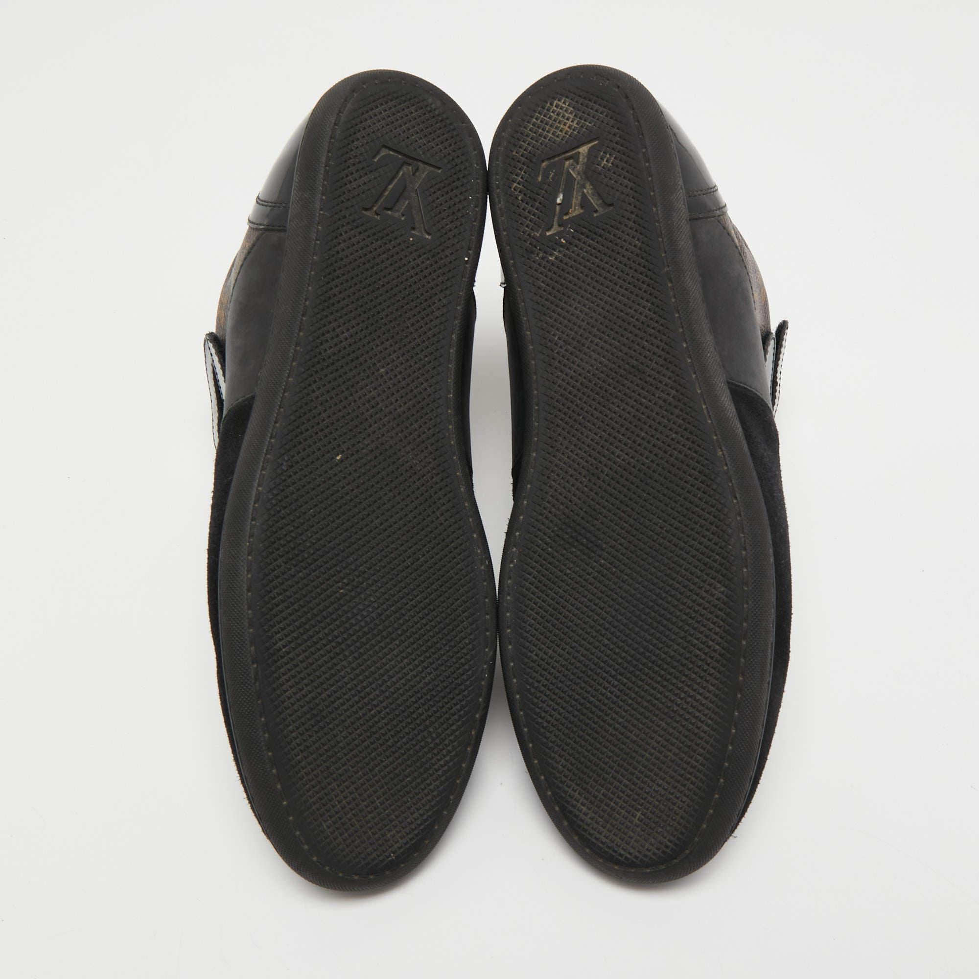 Louis Vuitton Black/Brown Patent Monogram Canvas Move Up Sneakers Size 38 4