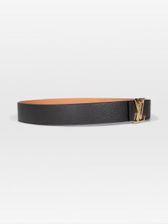 Louis Vuitton Black & Brown Reversible Gold LV Belt