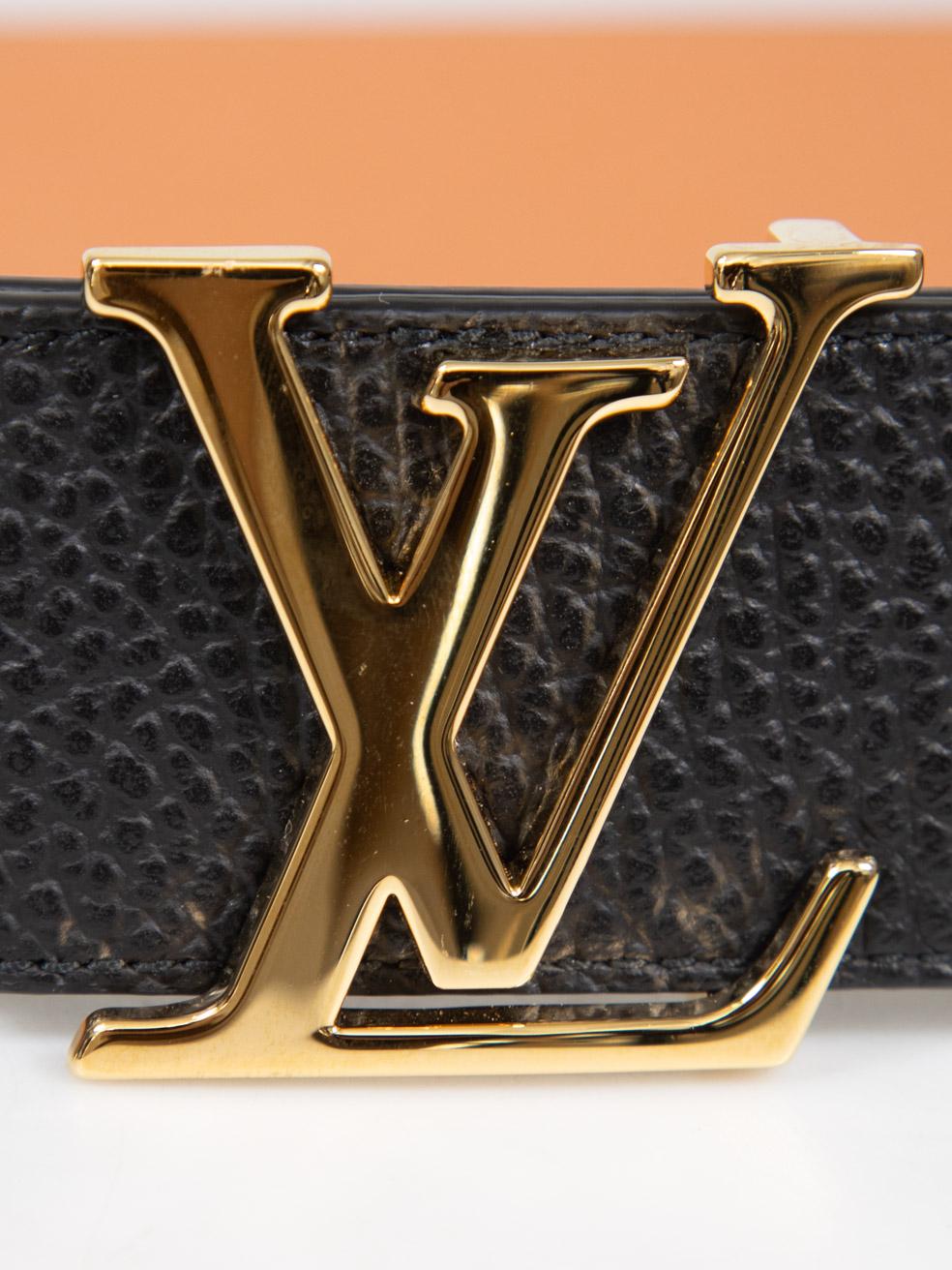 Louis Vuitton Black & Brown Reversible Gold LV Belt For Sale 2