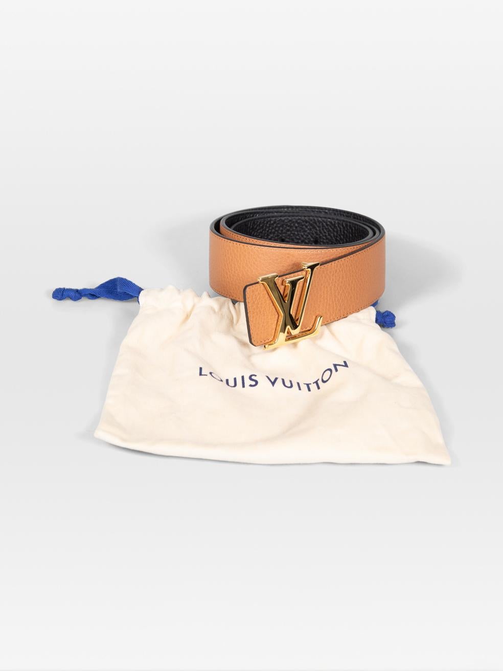 Louis Vuitton Black & Brown Reversible Gold LV Belt For Sale 4