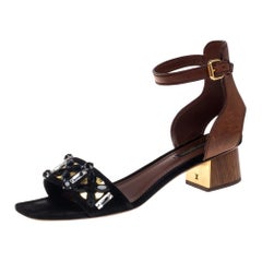 Louis Vuitton Black/Brown Suede and Leather Jewel Odyssey Sandals Size 38