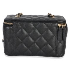 Chanel Black Quilted Caviar Small Vanity Case With Chain
