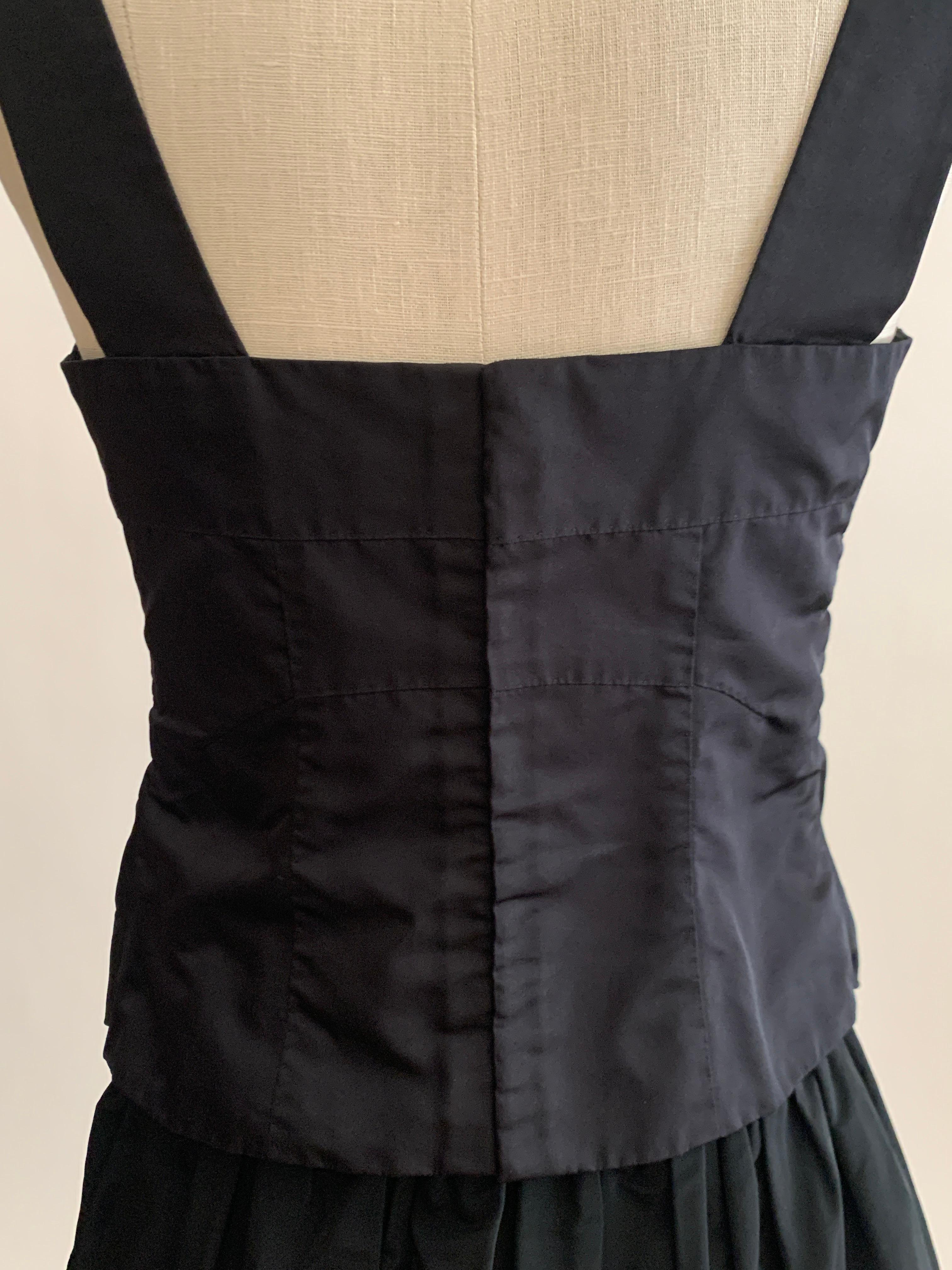 Women's Louis Vuitton Black Bustier Tank and Skirt Set with Bow Detail at Shoulders For Sale