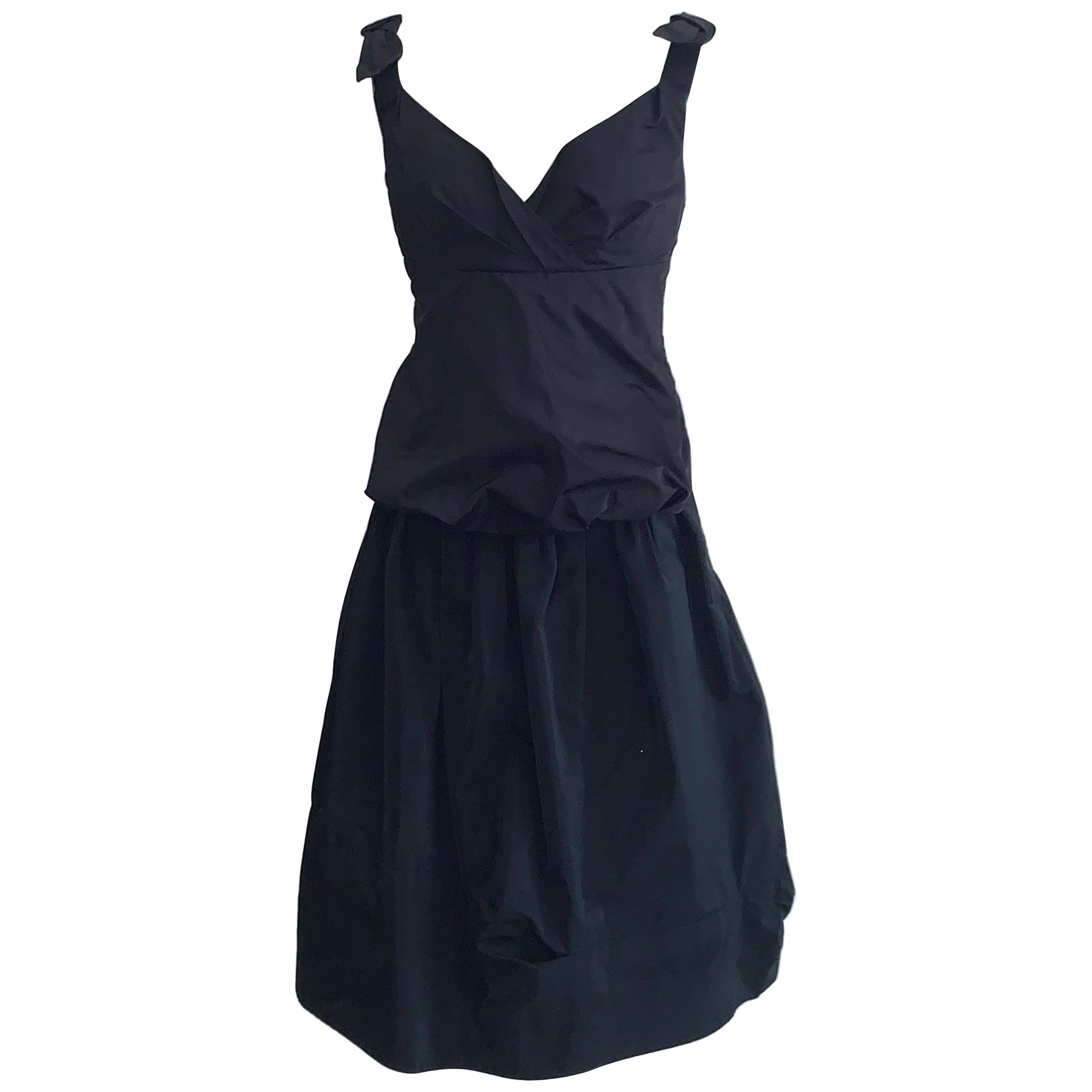 Louis Vuitton Black Bustier Tank and Skirt Set with Bow Detail at Shoulders