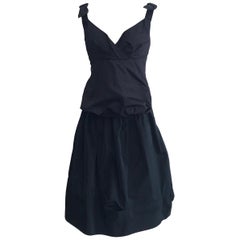 Louis Vuitton Black Bustier Tank and Skirt Set with Bow Detail at Shoulders