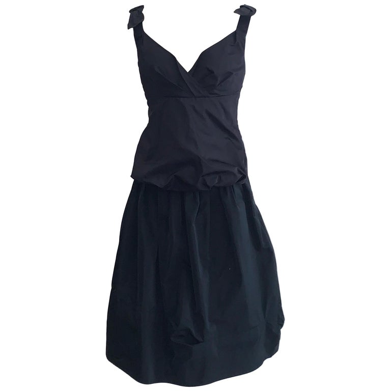 Louis Vuitton Black Bustier Tank and Skirt Set with Bow Detail at