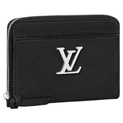Louis Vuitton Black Calf Leather Lockme Zippy Coin Purse
