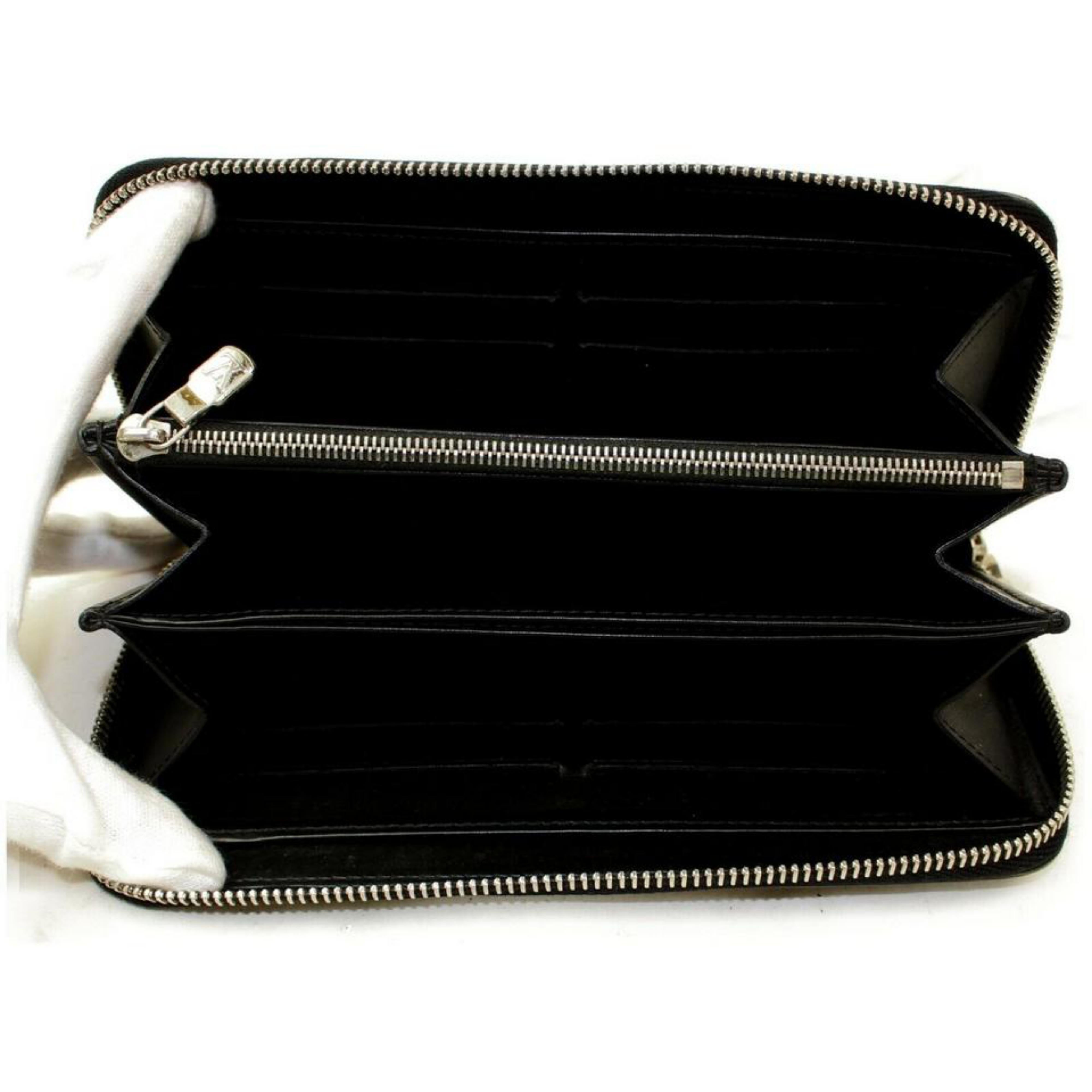 Louis Vuitton Black Calf Leather Zippy Zip Around Long Wallet 856954 6
