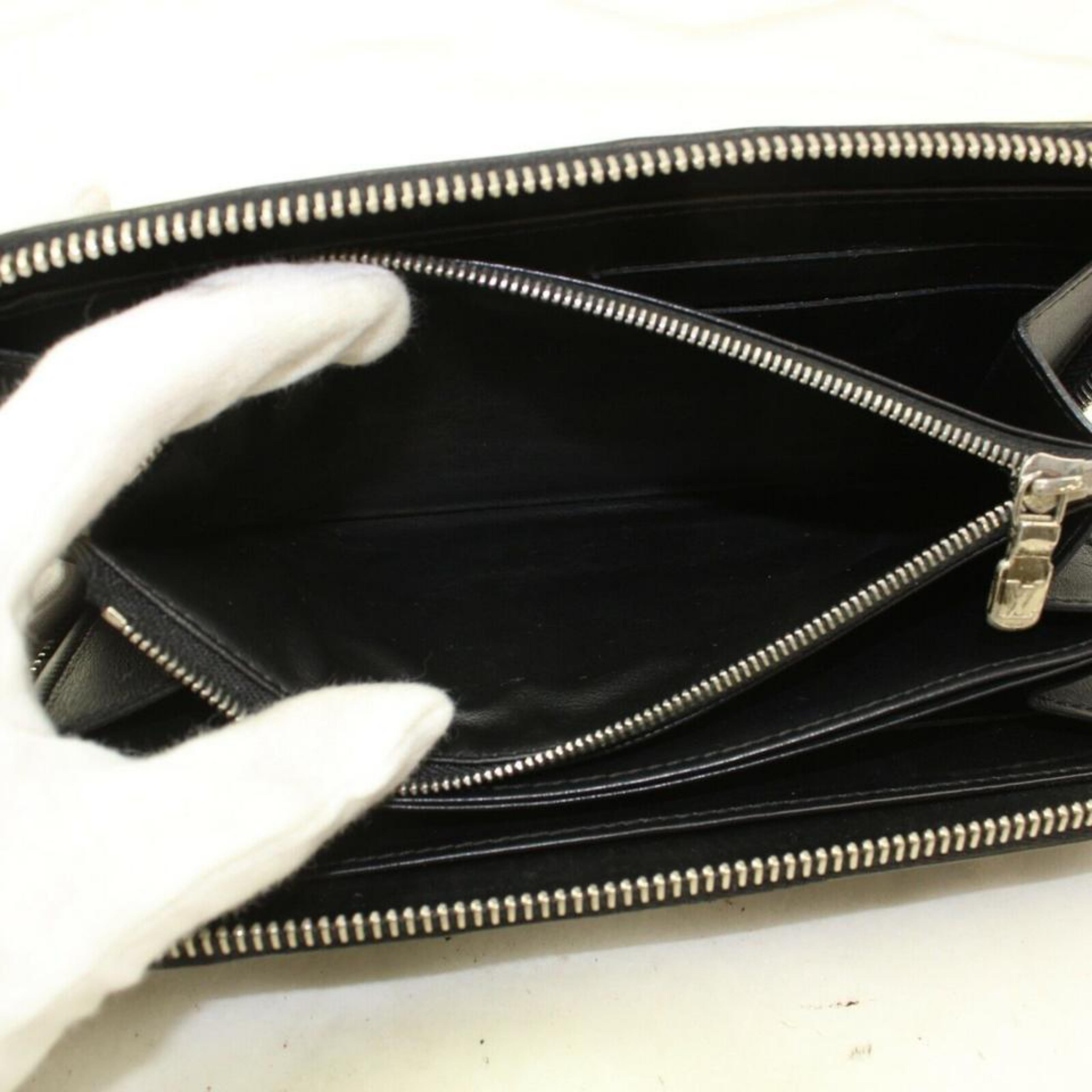 Louis Vuitton Black Calf Leather Zippy Zip Around Long Wallet 856954 5
