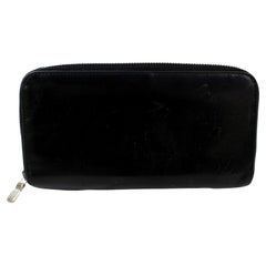 Louis Vuitton Black Calf Leather Zippy Zip Around Long Wallet 856954