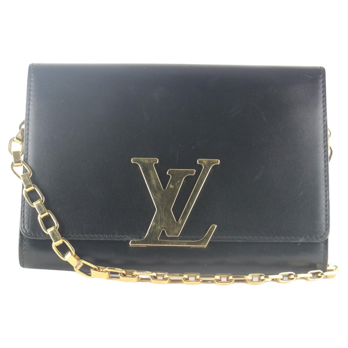 Louis Vuitton Black Calfskin Chain Louise MM Crossbody 9LK919K For Sale