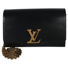 Louis Vuitton Black Calfskin Leather Chain Louise Clutch MM