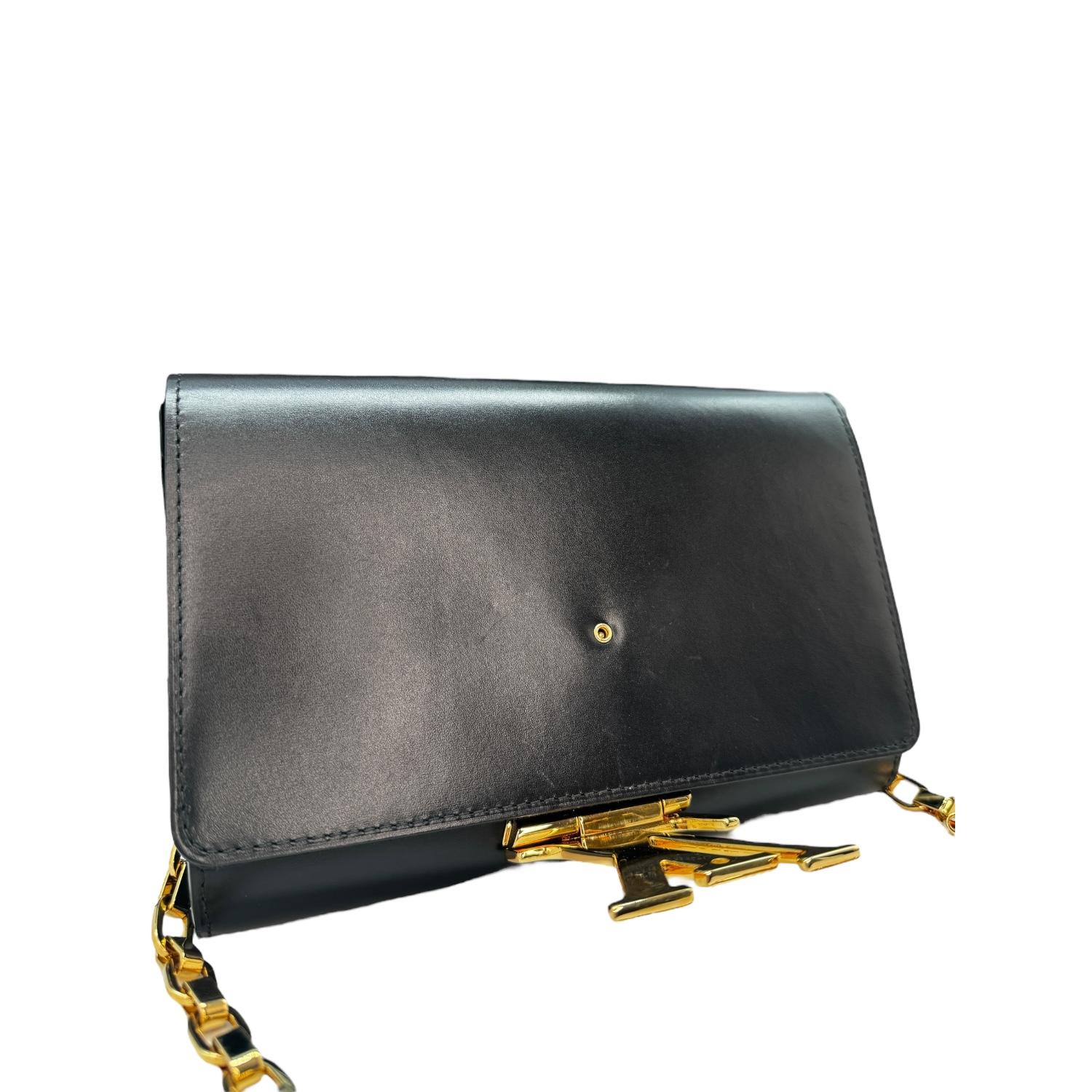 Louis Vuitton Black Calfskin Leather Chain Louise GM Bag 1